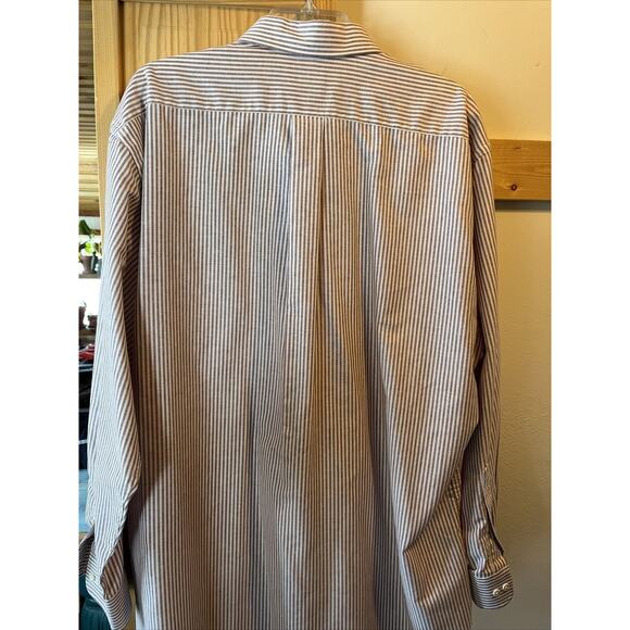 cambridge classics vtg mens 18 34/35 red striped LS button up cotton blend shirt - Picture 6 of 15